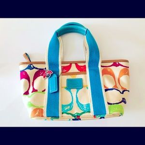 Coach Scribbles Mini Tote Handbag fs5659 Multicolored 8" x 5.5" x 3.5"